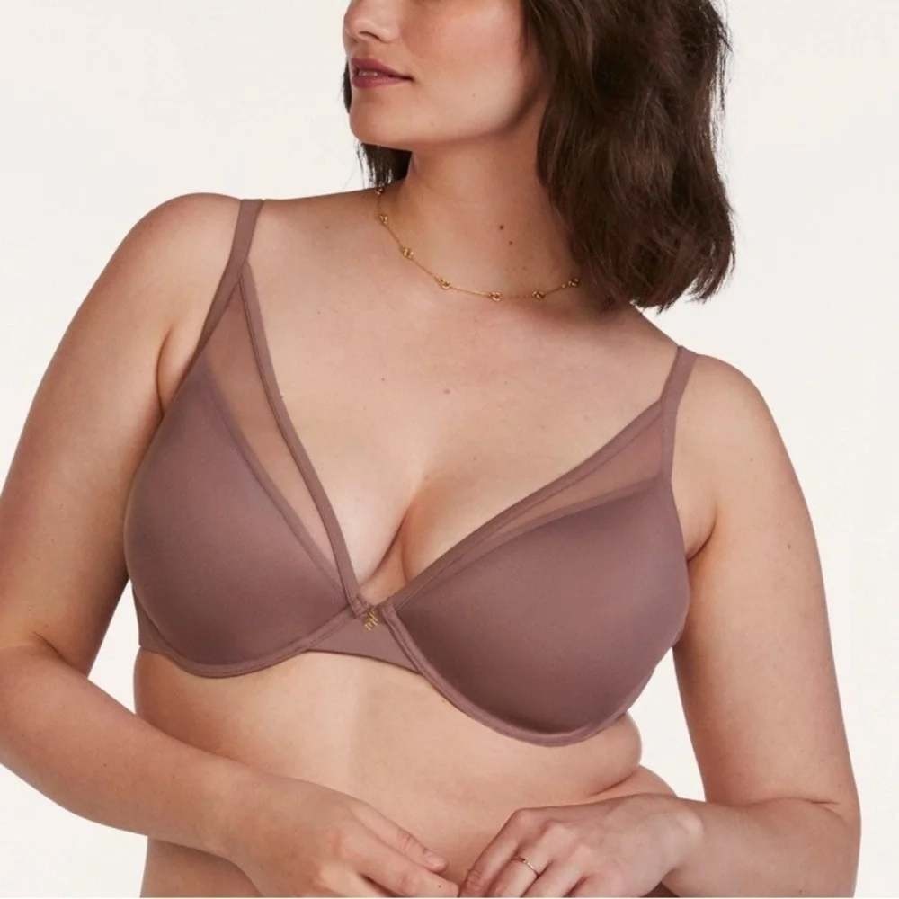 ThirdLove 24/7 Classic Contour Plunge Bra Size 32C 1/2 Mesh Underwire